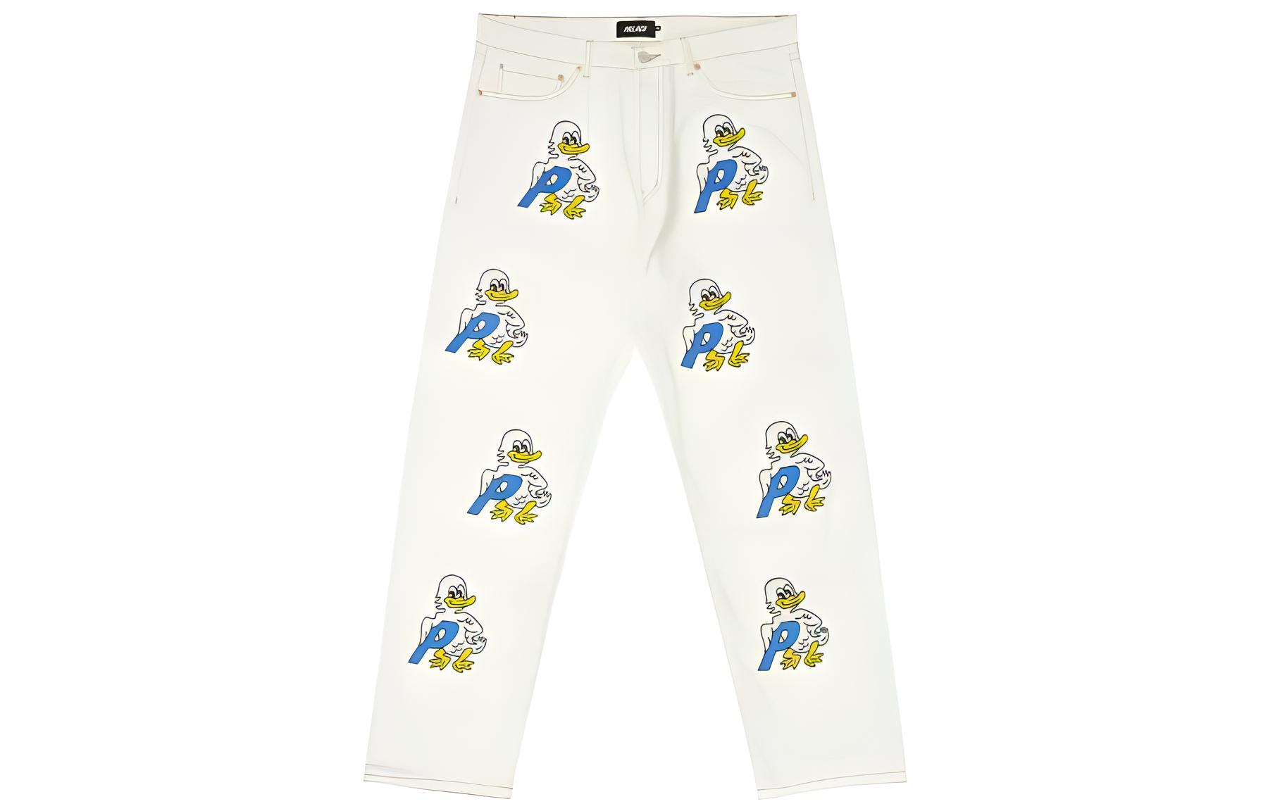 PALACE FW22 Duck Print Straight-Leg White Jeans  Casual Denim. P23T027