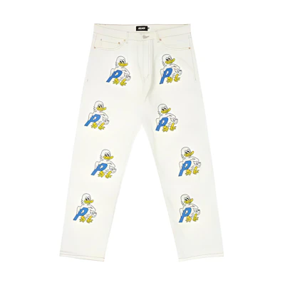 PALACE FW22 Duck Print Straight-Leg White Jeans Casual Denim. P23T027