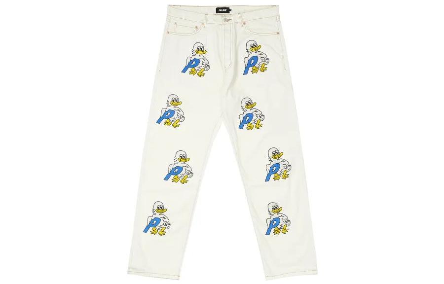 Order PALACE FW22 Celana Jeans Putih Motif Bebek Denim Kasual. P23T027