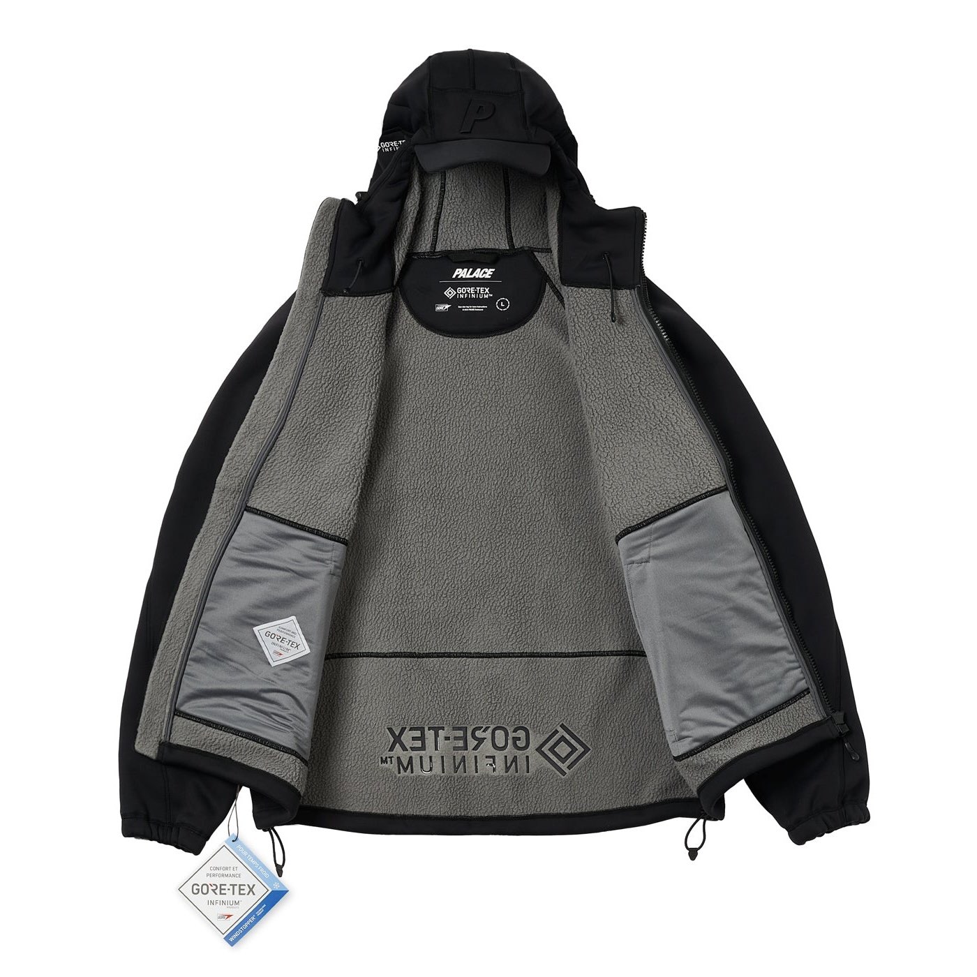 Lookbook PALACE FW22 Gore-Tex Infinium Reflective Logo Black Hooded Jacket . P23JK112