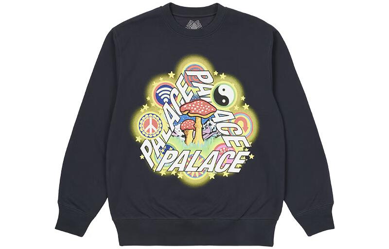 Palace FW22 Logo Print Casual Navy Pullover Sweatshirt Unisex Fit P23CW036