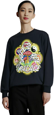 Palace FW22 Logo Print Casual Navy Pullover Sweatshirt Unisex Fit P23CW036 Purchase Palace FW22 Logo Print Casual Navy Pullover Sweatshirt Unisex Fit P23CW036