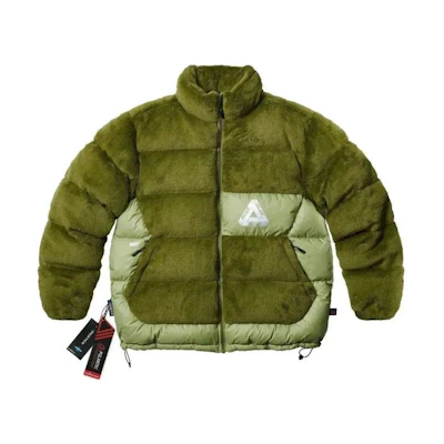 PALACE FW22 Logo Print Paneled Padded Jacket Unisex Couple Style Grass Green. P23JK118