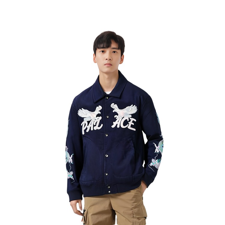 PALACE FW22 Navy Double Dragon Tour Jacket Unisex with Logo and Dragon-Eagle Print. P23JK176 圖 6