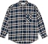 Buy PALACE FW22 네이비 체크 오버핏 플란넬 셔츠 가슴 포켓. P23SHT070