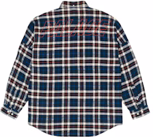 Lookbook PALACE FW22 海軍藍法蘭絨格紋落肩襯衫附胸前口袋 P23SHT070