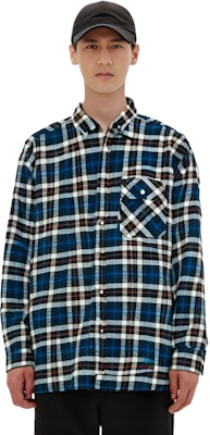PALACE FW22 네이비 체크 오버핏 플란넬 셔츠 가슴 포켓. P23SHT070 Purchase PALACE FW22 네이비 체크 오버핏 플란넬 셔츠 가슴 포켓. P23SHT070