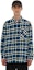 Purchase PALACE FW22 네이비 체크 오버핏 플란넬 셔츠 가슴 포켓. P23SHT070