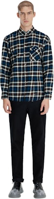 PALACE FW22 네이비 체크 오버핏 플란넬 셔츠 가슴 포켓. P23SHT070 Details for PALACE FW22 네이비 체크 오버핏 플란넬 셔츠 가슴 포켓. P23SHT070