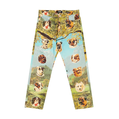 PALACE FW22 Payne Multi Animal Landscape Print Denim Trousers Unisex Multicolor P23T026