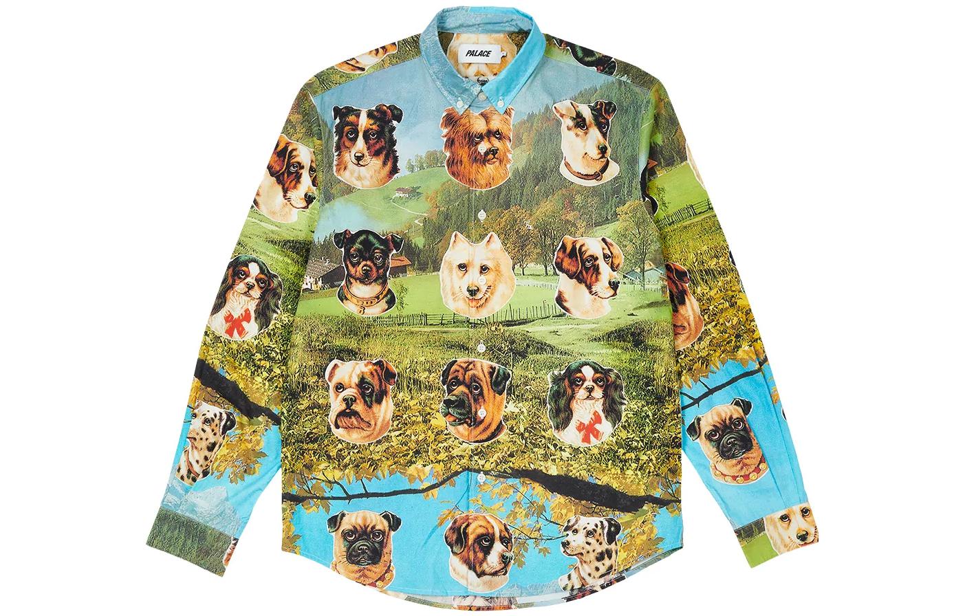 PALACE FW22 Place Payne Multi-Color Dog Print Button-Up Shirt Unisex. P23SHT059