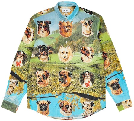 PALACE FW22 Place Payne Multi-Color Dog Print Button-Up Shirt Unisex. P23SHT059 Order PALACE FW22 Place Payne Multi-Color Dog Print Button-Up Shirt Unisex. P23SHT059