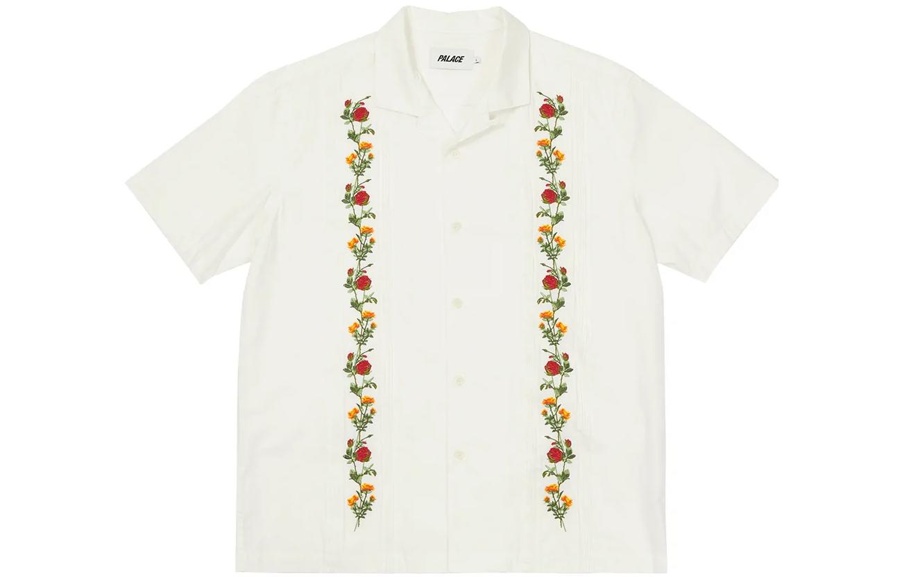PALACE FW22 Rose Chain White Embroidered Short-Sleeve Shirt Unisex P23SHT017