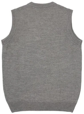 PALACE FW22 Rose Knit Vest Abu-Abu Unisex Bordir Bunga Leher V Tanpa Lengan. P23KW010 Lookbook PALACE FW22 Rose Knit Vest Abu-Abu Unisex Bordir Bunga Leher V Tanpa Lengan. P23KW010