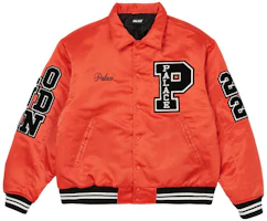 PALACE FW22 Satin Varsity Jacket Orange Logo Embroidered Jacket Orange. P23JK025 PALACE FW22 Satin Varsity Jacket Orange Logo Embroidered Jacket Orange. P23JK025