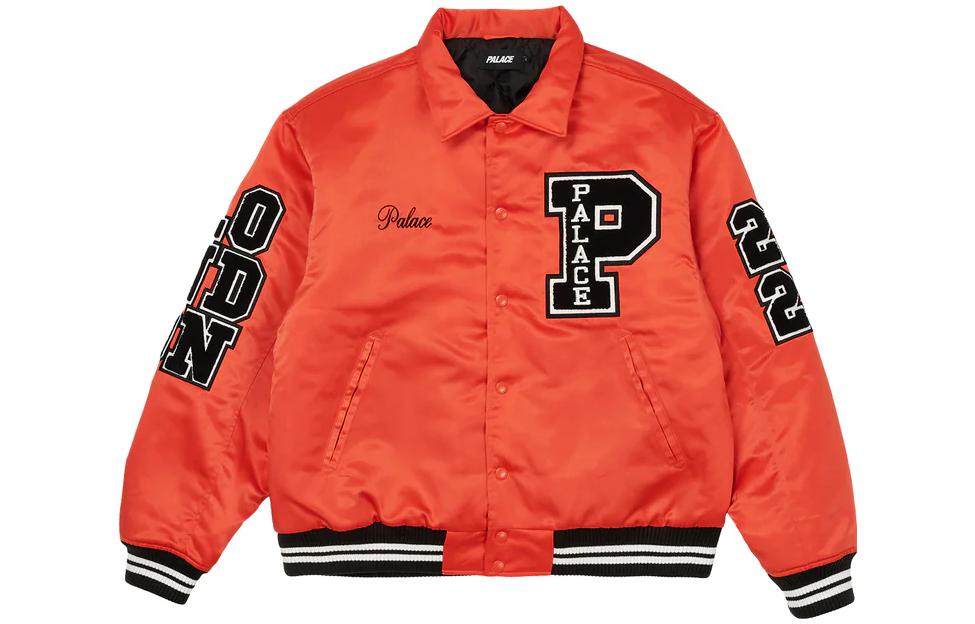 Order PALACE FW22 Satin Varsity Jacket Orange Logo Embroidered  Jacket Orange. P23JK025