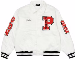 PALACE FW22 SSatin Varsity Jacket White Embroidered Logo Jacket - White P23JK024 PALACE FW22 SSatin Varsity Jacket White Embroidered Logo Jacket - White P23JK024