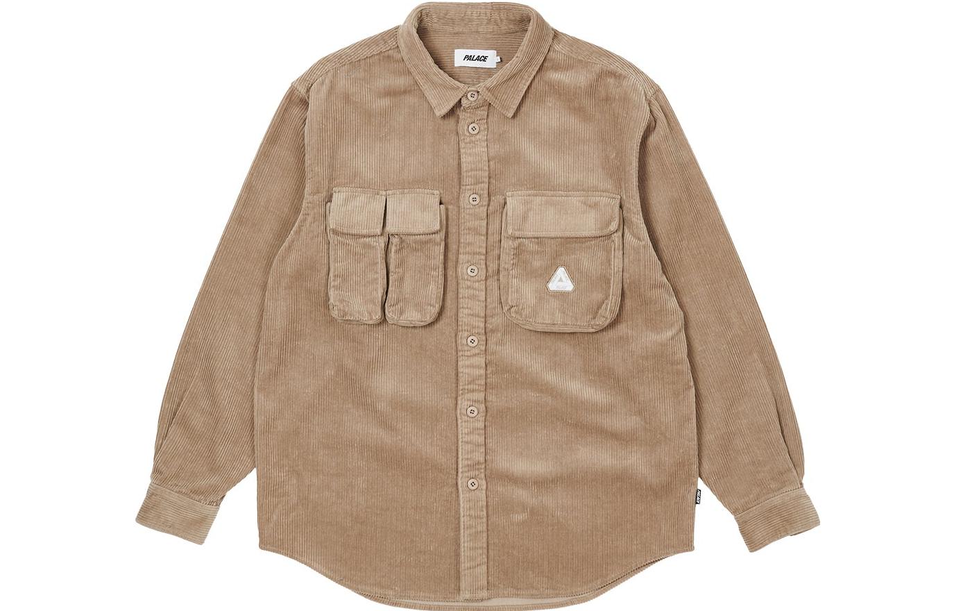 Order PALACE FW22 스톤 로고 카고 코듀로이 셔츠 카키 긴팔 유니섹스 버튼업. P23SHT073