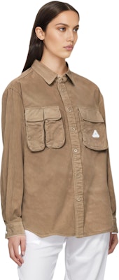 PALACE FW22 스톤 로고 카고 코듀로이 셔츠 카키 긴팔 유니섹스 버튼업. P23SHT073 Shop PALACE FW22 스톤 로고 카고 코듀로이 셔츠 카키 긴팔 유니섹스 버튼업. P23SHT073