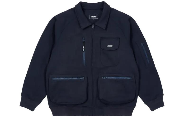 Palace FW22 Thermal Bonded Bomber Navy Jacket Navy Blue Multi-Pocket Long Sleeve P23JK036