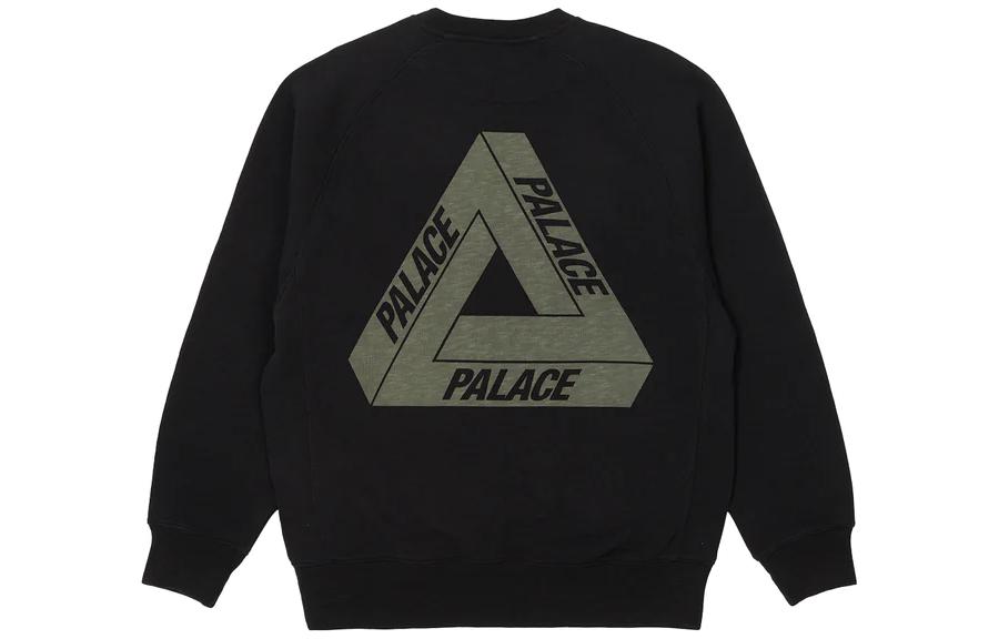 PALACE FW22 Tri-Ferg Slub Crew Neck Sweatshirt Black  Triangular Print. P23CS139