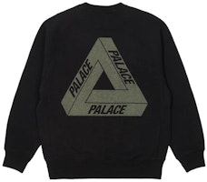 PALACE FW22 Tri-Ferg Slub Crew Neck Sweatshirt Black Triangular Print. P23CS139 PALACE FW22 Tri-Ferg Slub Crew Neck Sweatshirt Black Triangular Print. P23CS139