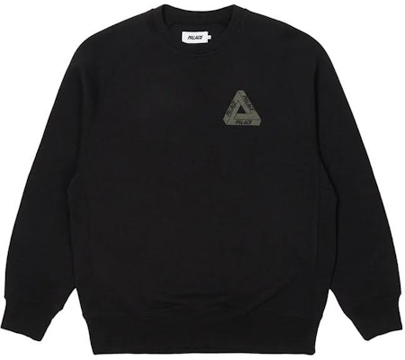 PALACE FW22 Tri-Ferg Slub Crew Neck Sweatshirt Black Triangular Print. P23CS139 Lookbook PALACE FW22 Tri-Ferg Slub Crew Neck Sweatshirt Black Triangular Print. P23CS139