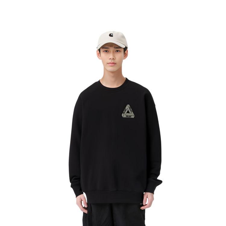 Details for PALACE FW22 Tri-Ferg Slub Crew Neck Sweatshirt Black  Triangular Print. P23CS139