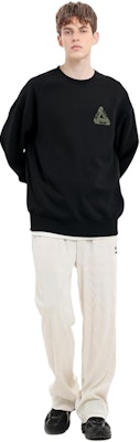 PALACE FW22 Tri-Ferg Slub Crew Neck Sweatshirt Black Triangular Print. P23CS139 Cheap PALACE FW22 Tri-Ferg Slub Crew Neck Sweatshirt Black Triangular Print. P23CS139