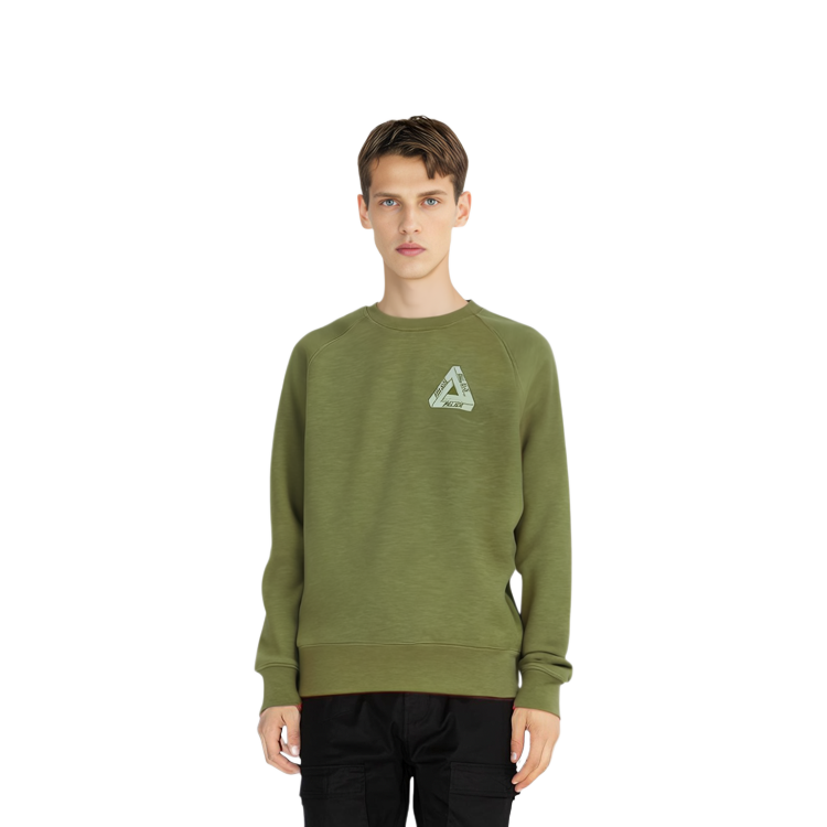 Shop Palace FW22 Tri-Ferg Slub 圓領衫 橄欖綠 印花 Logo 長袖上衣 P23CS143