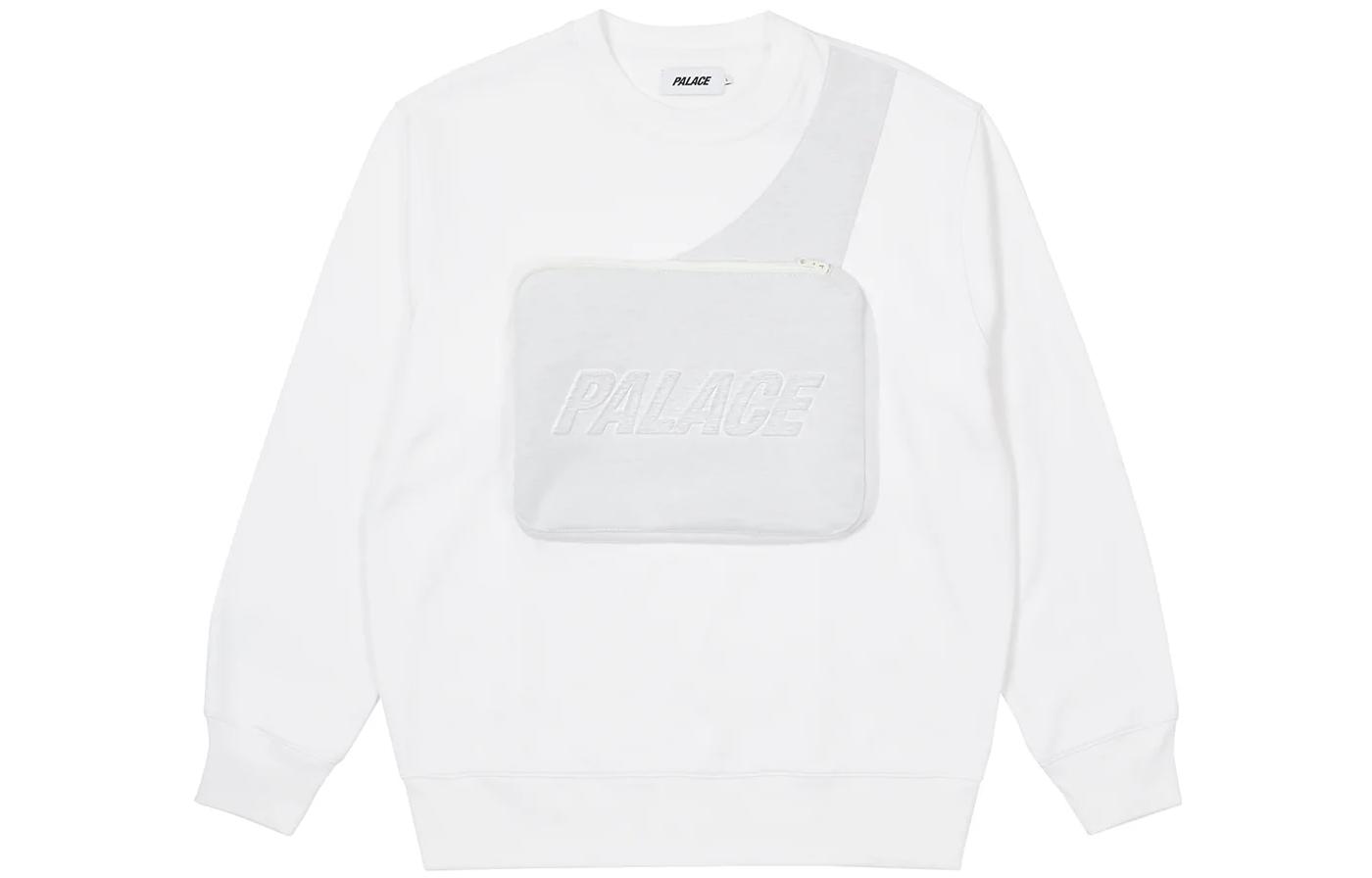 PALACE FW22 White Logo Print Crewneck Sweatshirt Unisex Long Sleeve. P22CS085