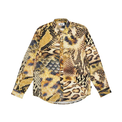 PALACE FW23 Animal Print Button-Up Long Sleeve Shirt Unisex Yellow. P25SHT008