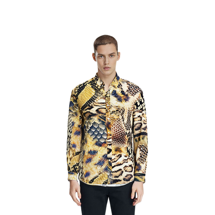 Shop PALACE FW23 動物印花黃長袖襯衫 男女通用款式. P25SHT008