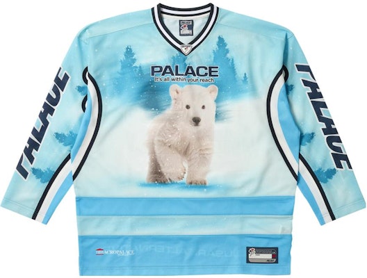 PALACE FW23 极光北极熊冰球蓝色长袖男女款球衣. P25ES070 Buy PALACE FW23 极光北极熊冰球蓝色长袖男女款球衣. P25ES070