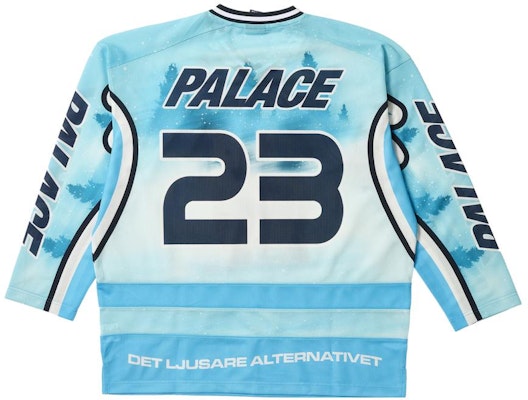 PALACE FW23 极光北极熊冰球蓝色长袖男女款球衣. P25ES070 Lookbook PALACE FW23 极光北极熊冰球蓝色长袖男女款球衣. P25ES070