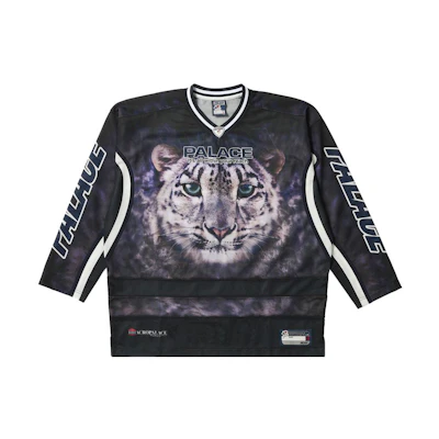 PALACE FW23 Brighter Alternative Tiger V-Neck Hockey Jersey Unisex Black Long Sleeve. P25ES073