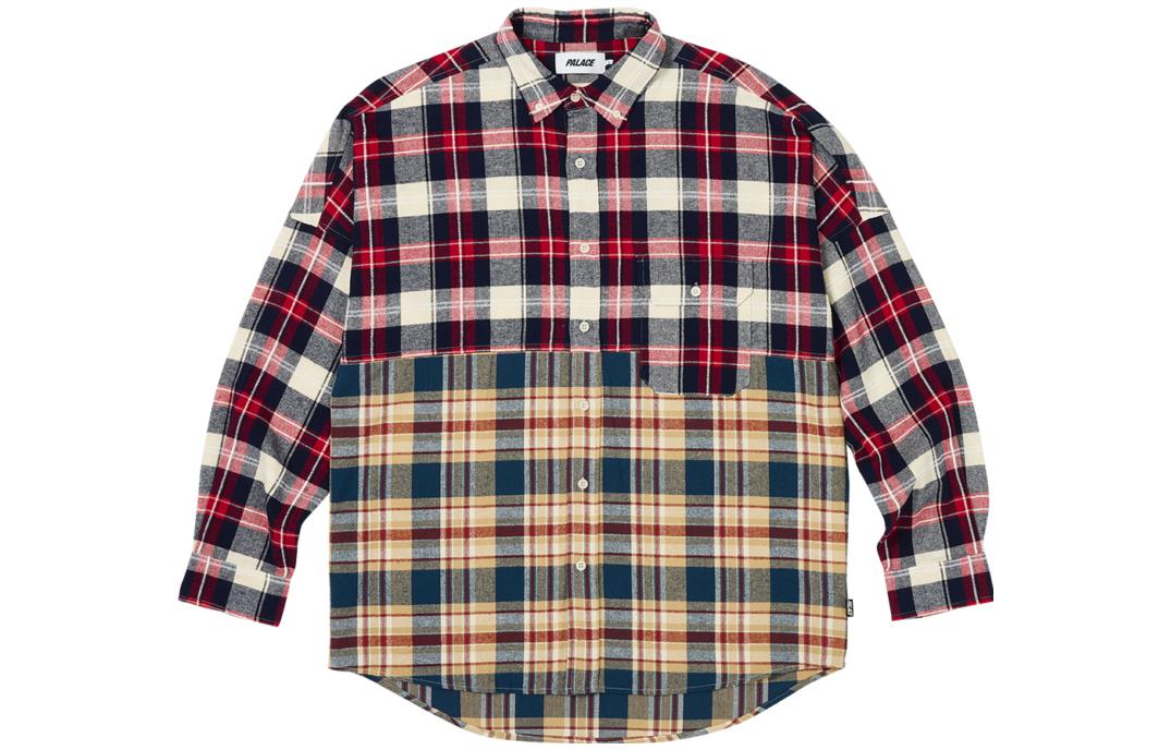 PALACE FW23 Checkmate Drop Shoulder Red Plaid Button Shirt Unisex Long Sleeve PLC-FW23-016