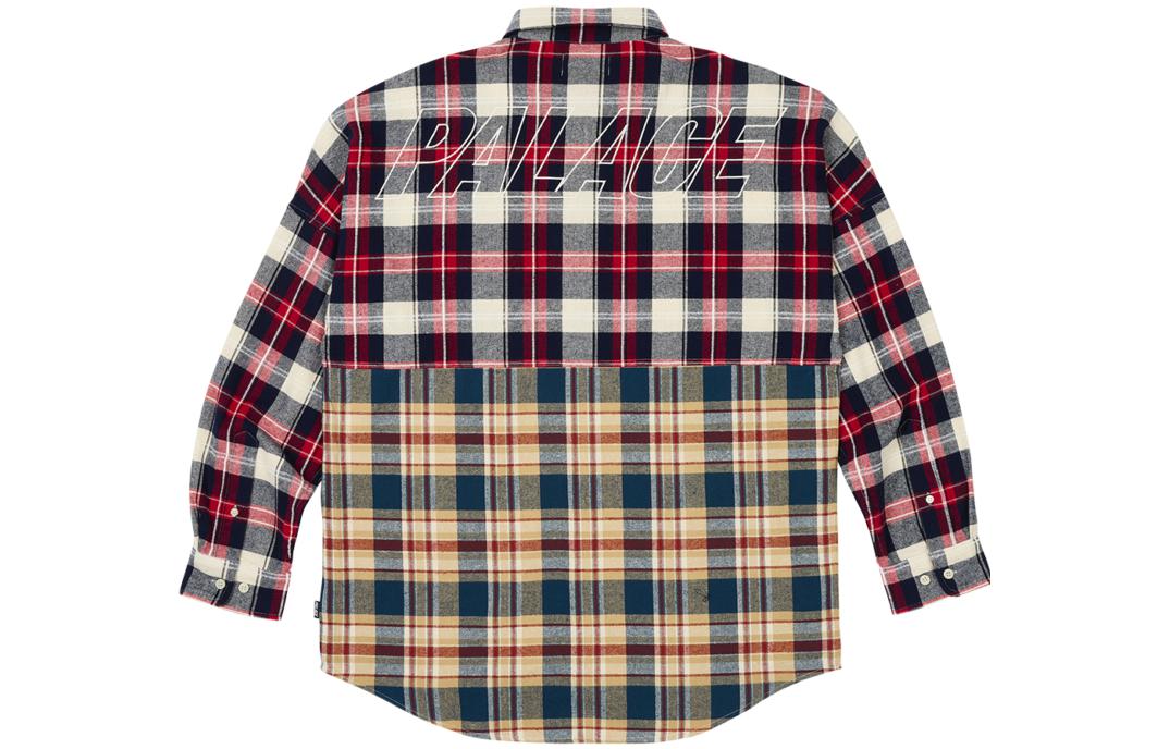 Lookbook PALACE FW23 棋局格紋落肩紅鈕扣襯衫 男女通用長袖款 PLC-FW23-016