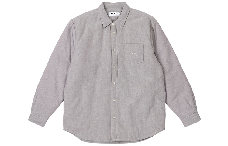 PALACE FW23 Cozy Button-Up Long Sleeve Shirt with Pocket Unisex - Brown. P24SHT007