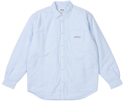 PALACE FW23 Cozy Stripe Logo Pocket Button-Up Long Sleeve Shirt Blue Unisex. P24SHT017 PALACE FW23 Cozy Stripe Logo Pocket Button-Up Long Sleeve Shirt Blue Unisex. P24SHT017