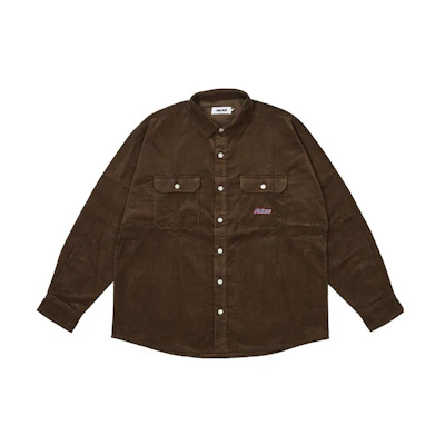 PALACE FW23 Drop Shoulder Cord Shirt Brown Unisex Long Sleeve Button-Up. P25SHT037
