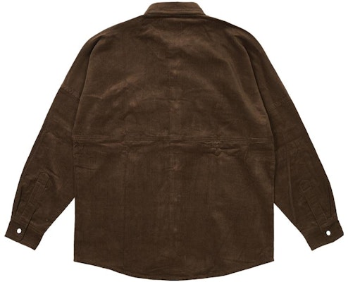 PALACE FW23 Drop Shoulder Cord Shirt Brown Unisex Long Sleeve Button-Up. P25SHT037 Lookbook PALACE FW23 Drop Shoulder Cord Shirt Brown Unisex Long Sleeve Button-Up. P25SHT037