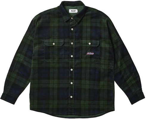 PALACE 2023秋冬宽肩格纹灯芯绒衬衫绿色男女长袖 P25SHT043 Order PALACE 2023秋冬宽肩格纹灯芯绒衬衫绿色男女长袖 P25SHT043