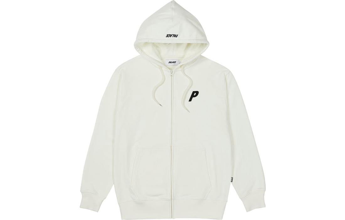 PALACE FW23 Felt P Zip Hoodie Unisex White Pullover with Drawstring. P24CS115