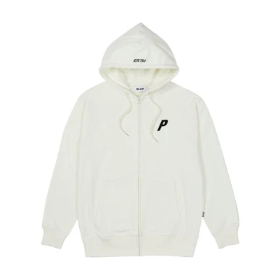 PALACE FW23 Felt P Zip Hoodie Unisex White Pullover with Drawstring. P24CS115