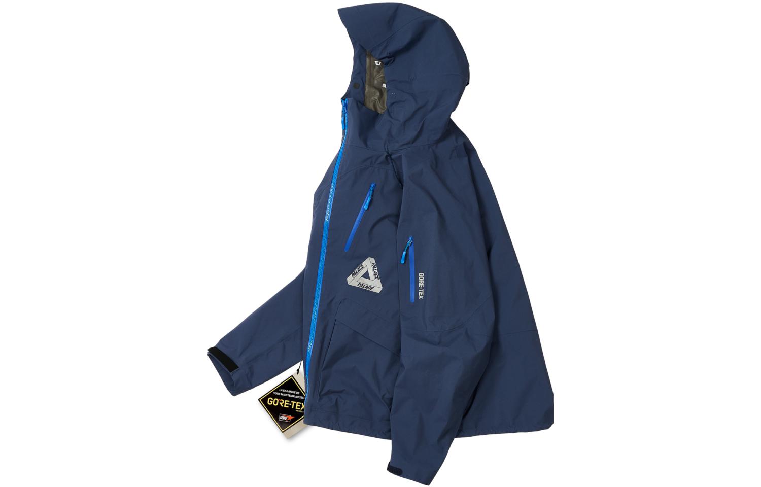 Shop PALACE FW23 GORE-TEX R-TEK Waterproof Hooded Jacket Navy Blue Unisex Outdoor Gear P24JK036