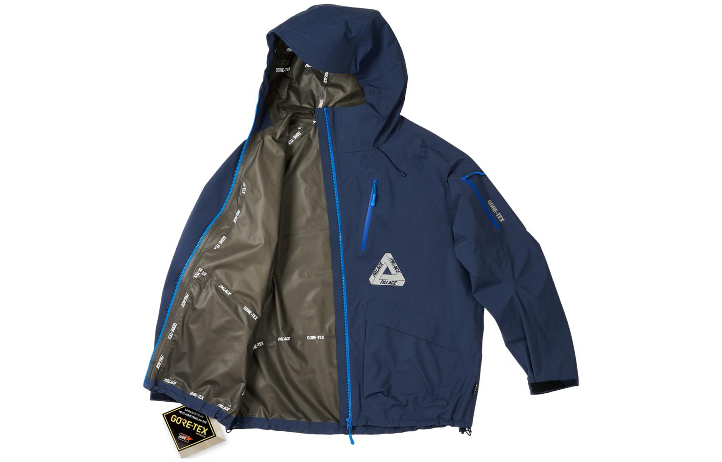 Purchase PALACE FW23 GORE-TEX R-TEK Waterproof Hooded Jacket Navy Blue Unisex Outdoor Gear P24JK036
