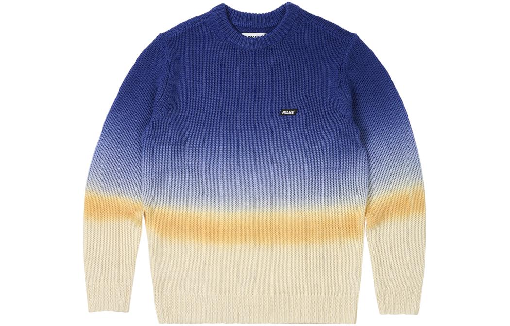 Order PALACE FW23 Gradient Dye Rib Knit Crewneck Sweater Unisex Blue. P25KW022