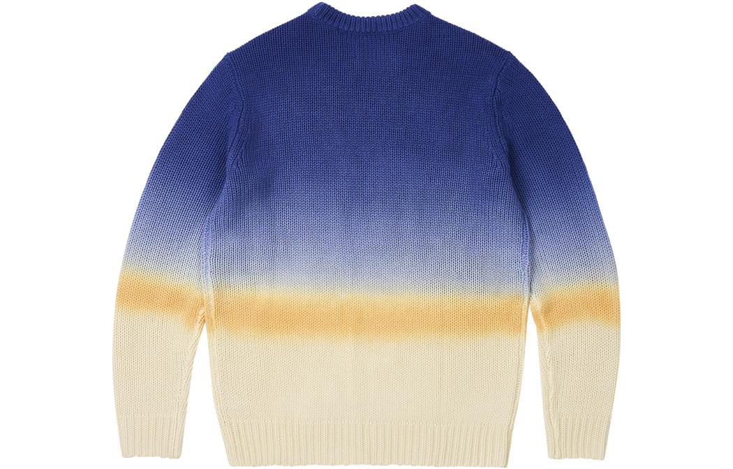 Lookbook PALACE FW23 Gradient Dye Rib Knit Crewneck Sweater Unisex Blue. P25KW022