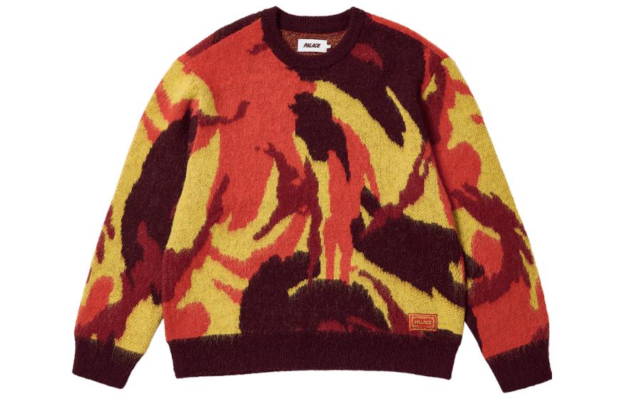 Order PALACE 2023秋冬迷彩毛绒针织套头毛衣 男女同款 橙色 P25KW036